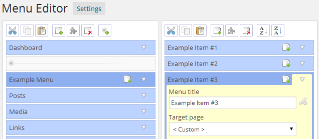 Customizing your dashboard's menus is a quick way to increase its usability.